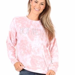 Rae Dunn Hot Mess Pink Tie Dye Sweatshirt. Worn once.